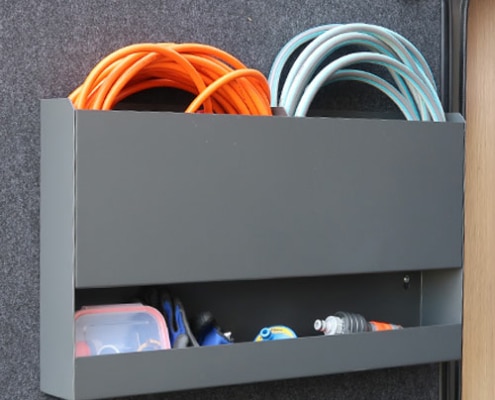 Schlauch-und Kabelbox für die Tür- und Wandmontage in Fahrzeugen