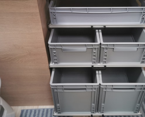 Wohnmobil Auszugsystem für mehr Staufläche im Innenraum