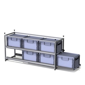 Camper-Van Auszugregal mit 2 Etagen Auszuglänge 120 cm für 6 Euroboxen 40 x 30 x 22 cm