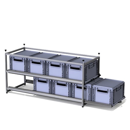 Camper-Van Auszugregal mit 2 Etagen Auszuglänge 120 cm für 8 Euroboxen 40 x 30 x 22 cm