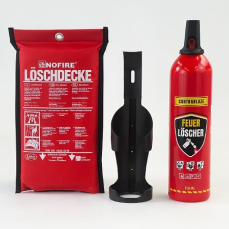 Brandschutz-Set für Camper mit Löschdecke und Feuerlöscher mit Wandhalterung