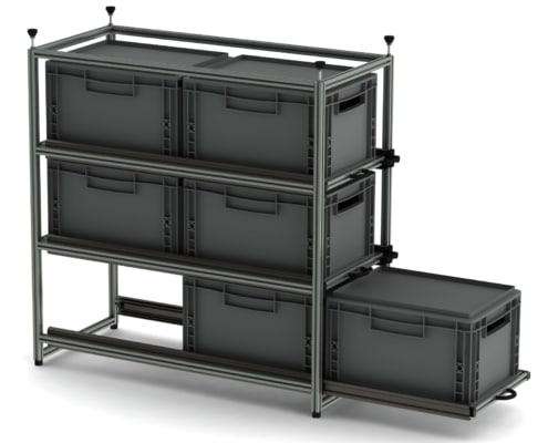 Heckauszug Boxenbreite 30 cm mit 3-Etagen, Auszuglänge 80 cm